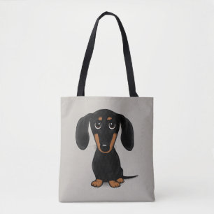 Cute Short Haired Black and Tan Dachshund Tote Bag