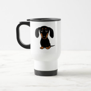 Cute Short Haired Black and Tan Dachshund Travel Mug