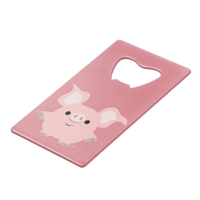 Cute Shorty Cartoon Pig Bottle Opener Wallet Bottle Opener (Front Angled)
