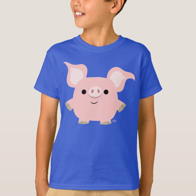 Cute Shorty Cartoon Pig Children T-Shirt (Front)