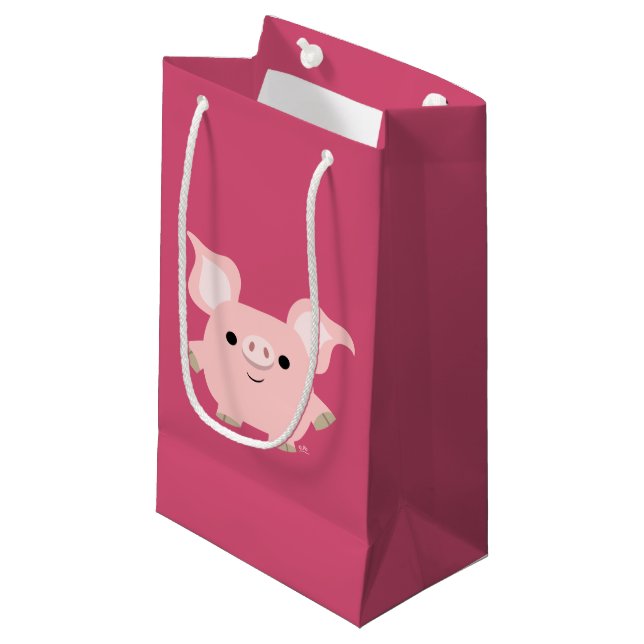 Cute Shorty Cartoon Pig Gift Bag (Front Angled)