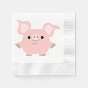 Cute Shorty Cartoon Pig Paper Napkins