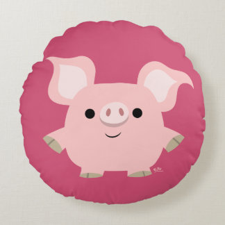 Cute Shorty Cartoon Pig Round Pillow