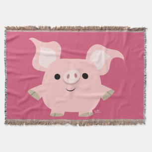 Cute Shorty Cartoon Pig Throw Blanket