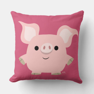 Cute Shorty Cartoon Pig Throw Pillow