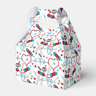 Cute Shot Needles Nurse Doctor EKG Pattern Favor Box