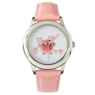 Cute Shouting Cartoon Pigs Watch