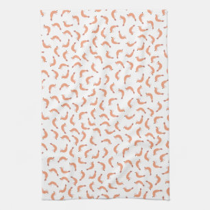 Cute shrimp customizable incl. background colour kitchen towel