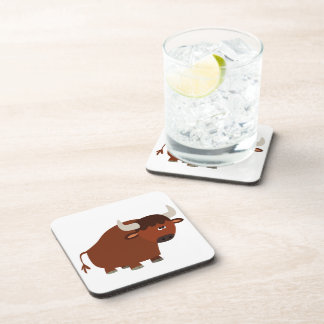 Cute Shy Cartoon Bull Coasters Set