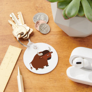 Cute Shy Cartoon Bull Keychain