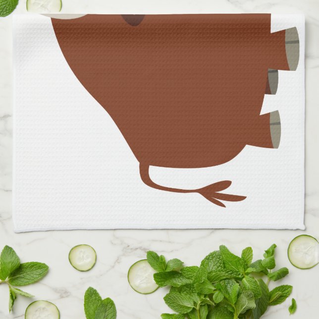 Cute Shy Cartoon Bull Kitchen Towel (Folded)