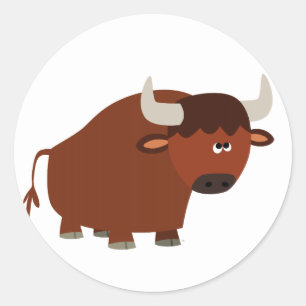 Cute Shy Cartoon Bull Sticker