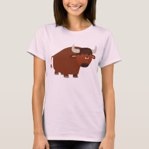 Cute Shy Cartoon Bull Women T-Shirt
