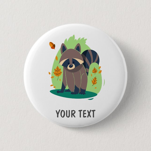 Cute Shy raccoon 2 Inch Round Button (Front)