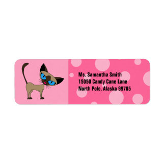 Cute Siamese 2 Cat Pink Return Address Label