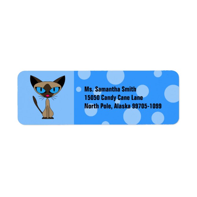 Cute Siamese Cat Blue Return Address Label (Front)