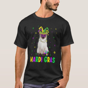 Cute Siamese Cat Carnival Mask Mardi Gras Cat T-Shirt