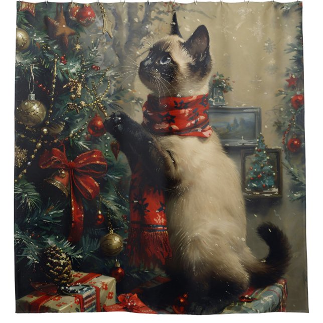 Cute Siamese Cat Christmas Vintage (Front)