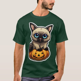 Cute Siamese Cat Lover Funny Halloween Siamese Cat T-Shirt