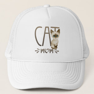 Cute Siamese Cat Mom Gift Funny Kitty Trucker Hat