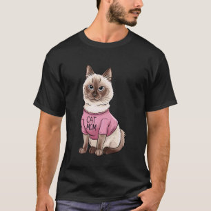 Cute Siamese Cat Mom Paw lover T-Shirt