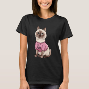 Cute Siamese Cat Mom Paw lover T-Shirt