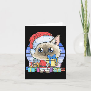 Cute Siamese Cat Santa Claus Christmas Xmas Kitten Card