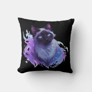 Cute Siamese Cat Throw Pillow