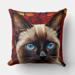 Cute Siamese cat Throw Pillow