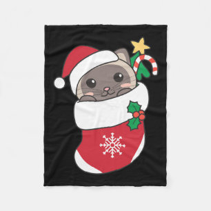 Cute Siamese Cats In Christmas Stockings For Chris Fleece Blanket