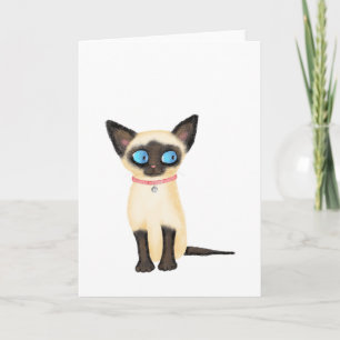 Cute Siamese chaton blanc carte de voeux