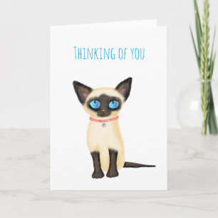 Cute Siamese chaton pensant à votre carte