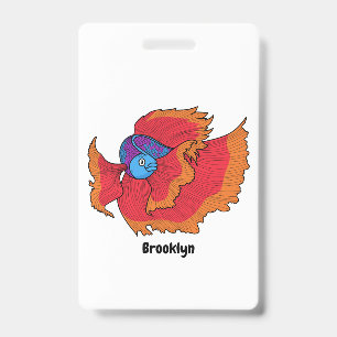 Cute Siamese fighting fish betta cartoon Badge