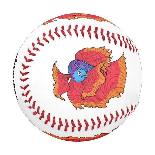 Cute Siamese fighting fish betta cartoon  Baseball (Front Left)