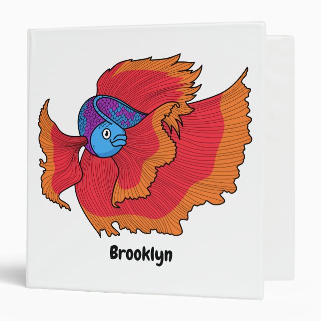 Cute Siamese fighting fish betta cartoon Binder (Front/Inside)