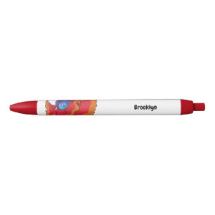 Cute Siamese fighting fish betta cartoon Black Ink Pen