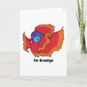 Cute Siamese fighting fish betta cartoon Card