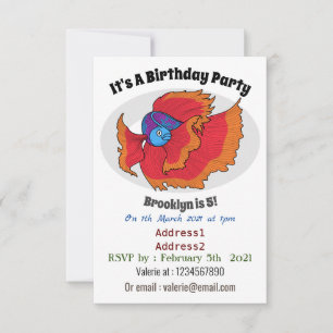 Cute Siamese fighting fish betta cartoon  Invitation