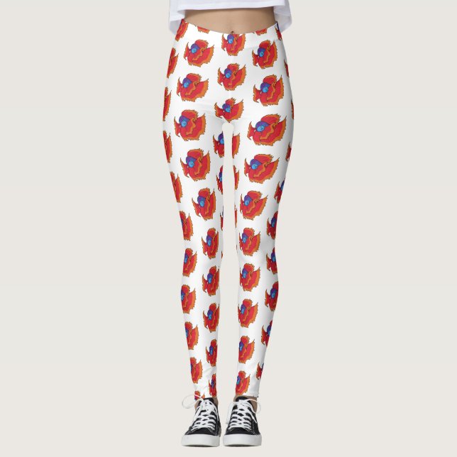 Cute Siamese fighting fish betta cartoon  Leggings (Front)