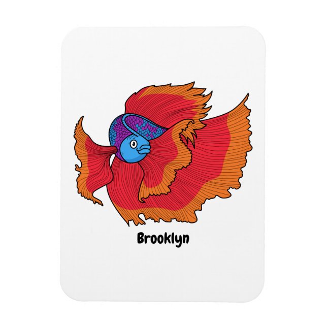 Cute Siamese fighting fish betta cartoon  Magnet (Vertical)