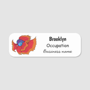 Cute Siamese fighting fish betta cartoon Name Tag