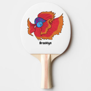 Cute Siamese fighting fish betta cartoon  Ping Pong Paddle