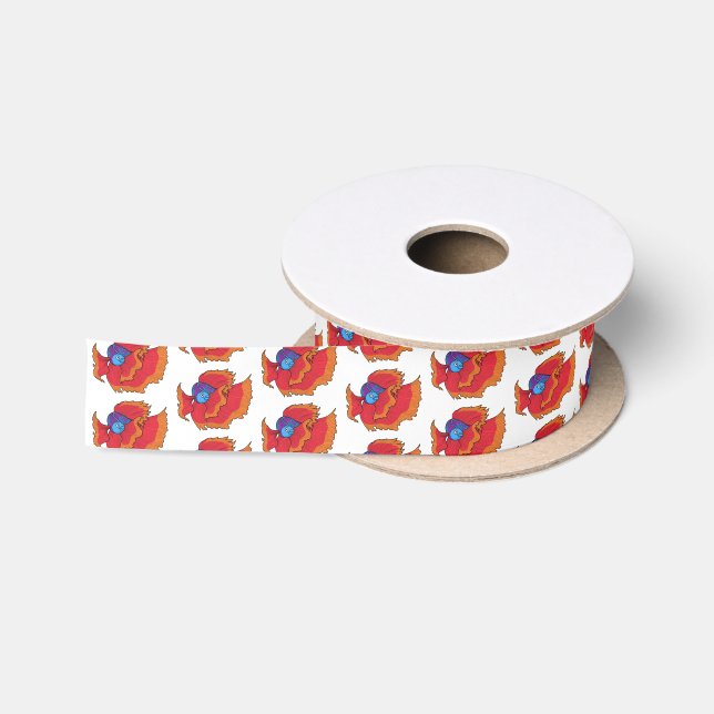 Cute Siamese fighting fish betta cartoon Satin Ribbon (Spool)