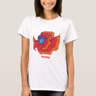 Cute Siamese fighting fish betta cartoon T-Shirt
