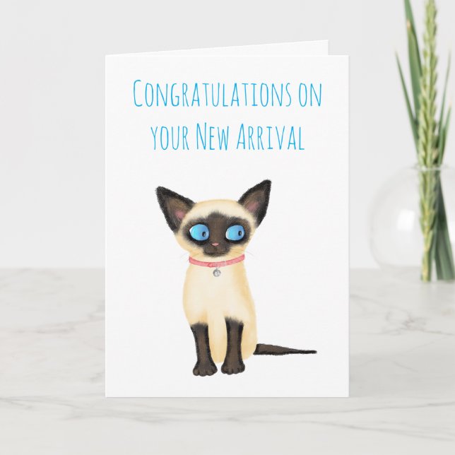 Cute Siamese kitten new pet card (Front)