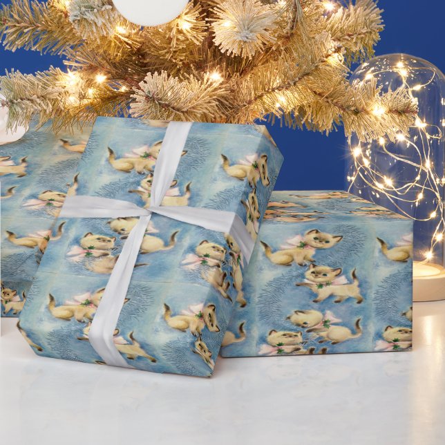 Cute Siamese Kittens Mid Century Modern   Wrapping Paper (Holidays)