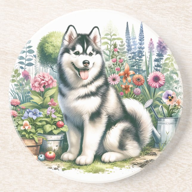 Cute Siberian Husky Coaster (Front)