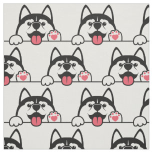 Cute Siberian Husky custom colour Fabric
