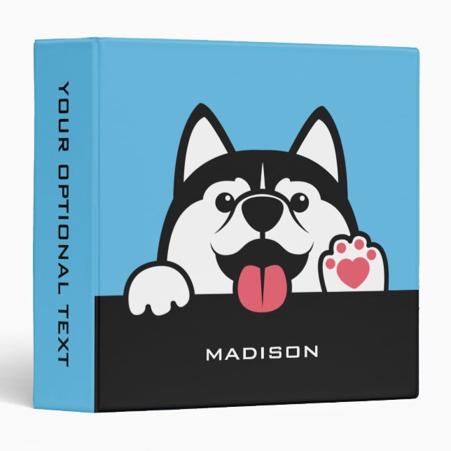 Cute Siberian Husky custom name & colour Binder (Front/Spine)