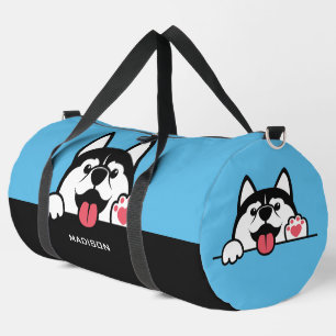 Cute Siberian Husky custom name & colour Duffle Bag